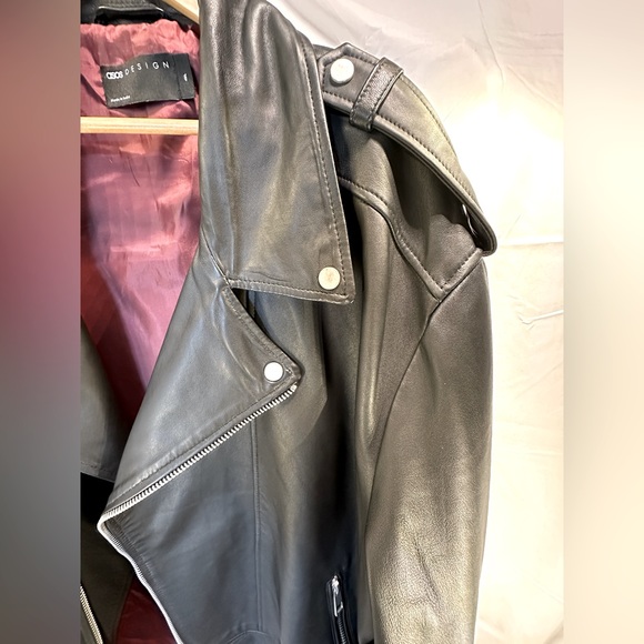 ASOS - Black Leather Motorcycle Jacket, Men’s 4XL (2XL) - Picture 5 of 14